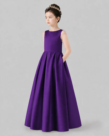 Purple A-line Girls Formal Dresses Pose
