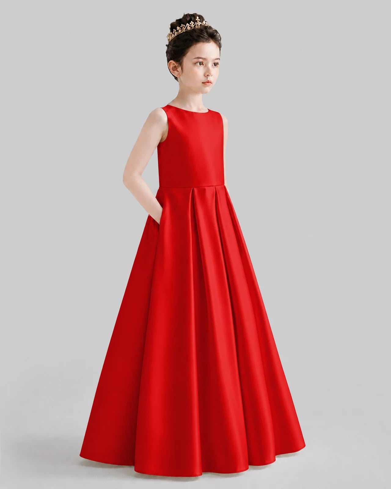 Red A-line Girls Formal Dresses Front