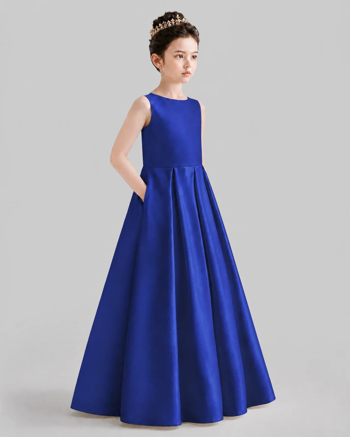 Royal Blue A-line Girls Formal Dresses Front