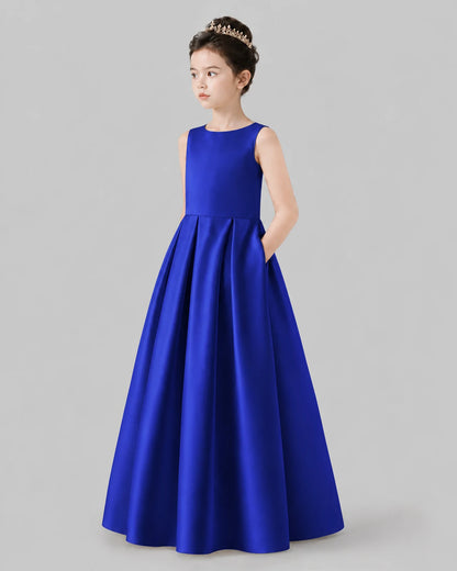Royal Blue A-line Girls Formal Dresses Pose