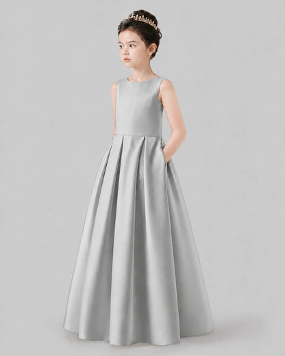 Silver A-line Girls Formal Dresses Pose
