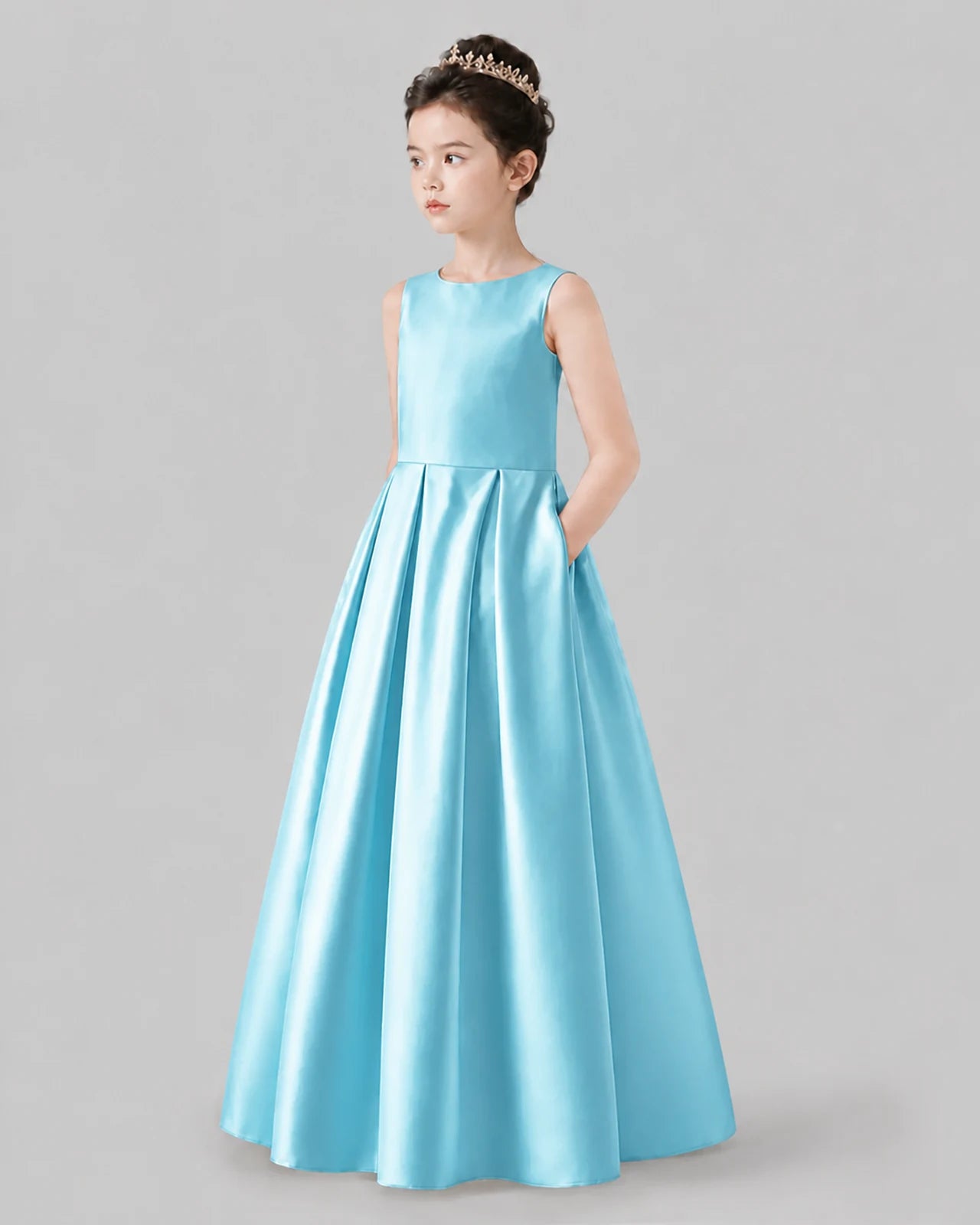 Sky Blue A-line Girls Formal Dresses Pose