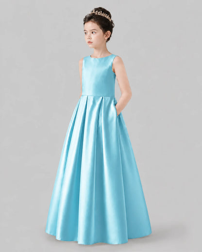 Sky Blue A-line Girls Formal Dresses Pose
