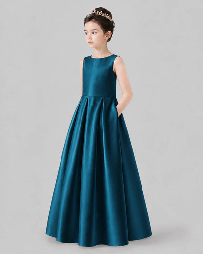 Teal A-line Girls Formal Dresses Pose
