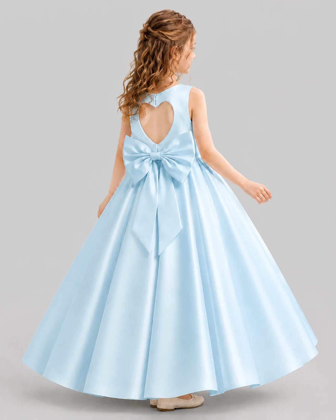 Baby Blue A-line Girls Formal Dresses Back