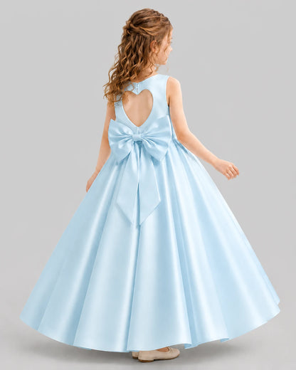 Baby Blue A-line Girls Formal Dresses Back