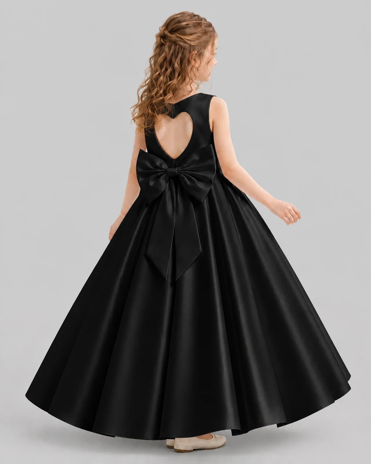 Black A-line Girls Formal Dresses Back