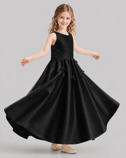 Black A-line Girls Formal Dresses Front
