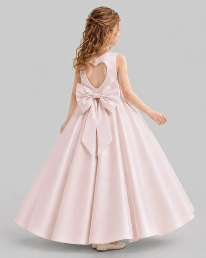 Blush Pink A-line Girls Formal Dresses Back