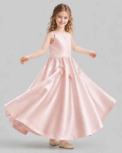 Blush Pink A-line Girls Formal Dresses Front