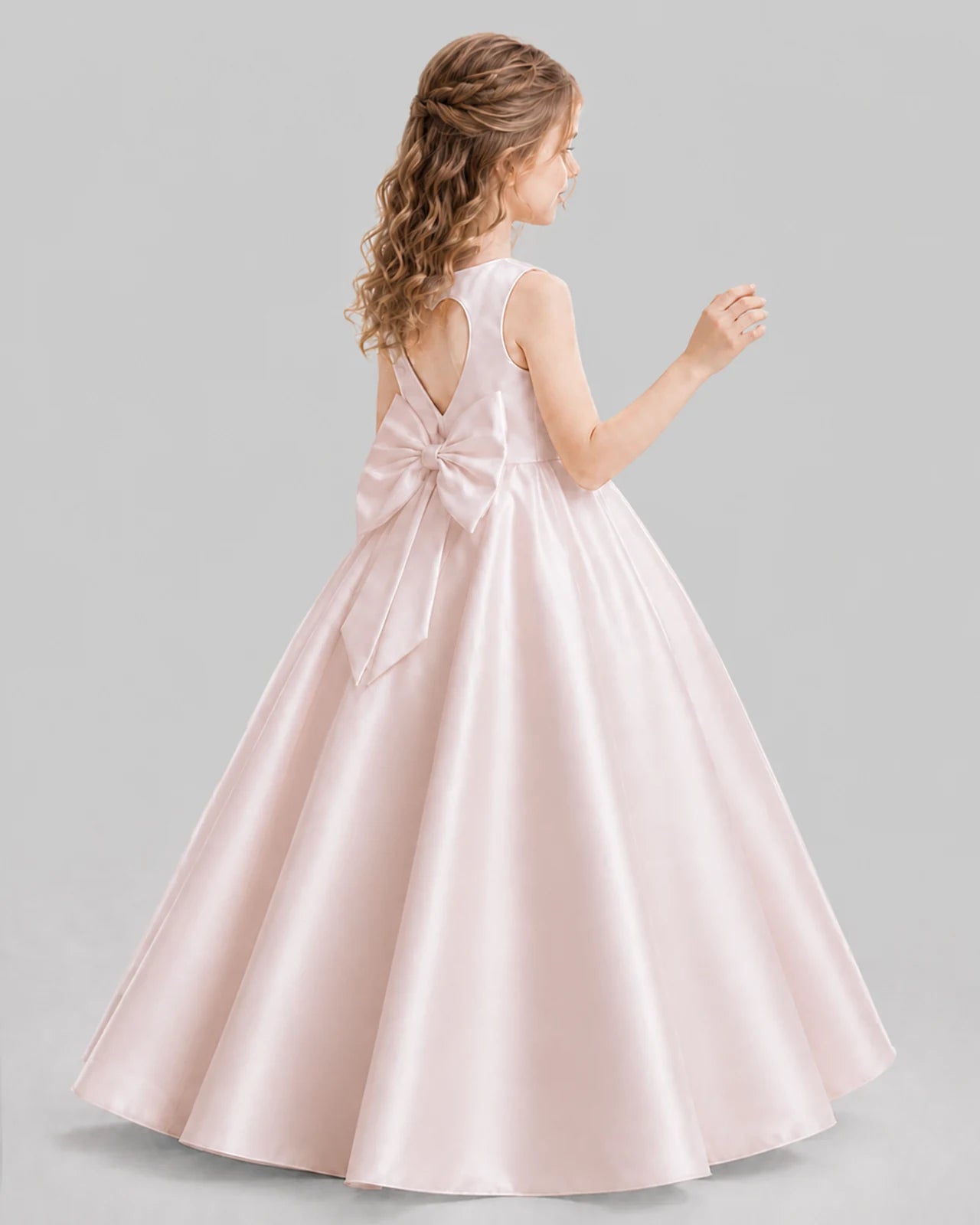 Blush Pink A-line Girls Formal Dresses Pose
