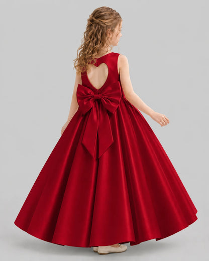 Burgundy A-line Girls Formal Dresses Back
