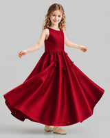Burgundy A-line Girls Formal Dresses Front