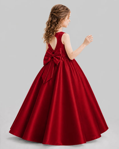 Burgundy A-line Girls Formal Dresses Pose