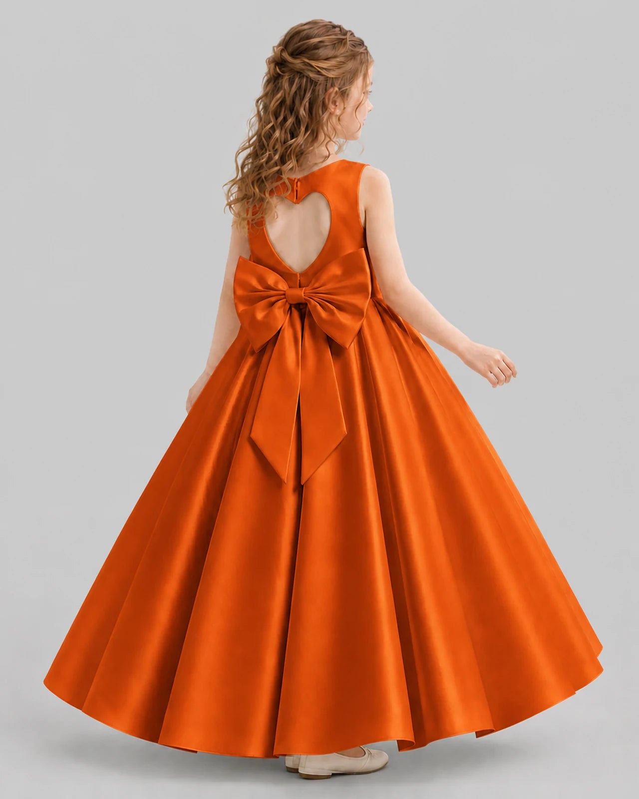 Burnt Orange A-line Girls Formal Dresses Back