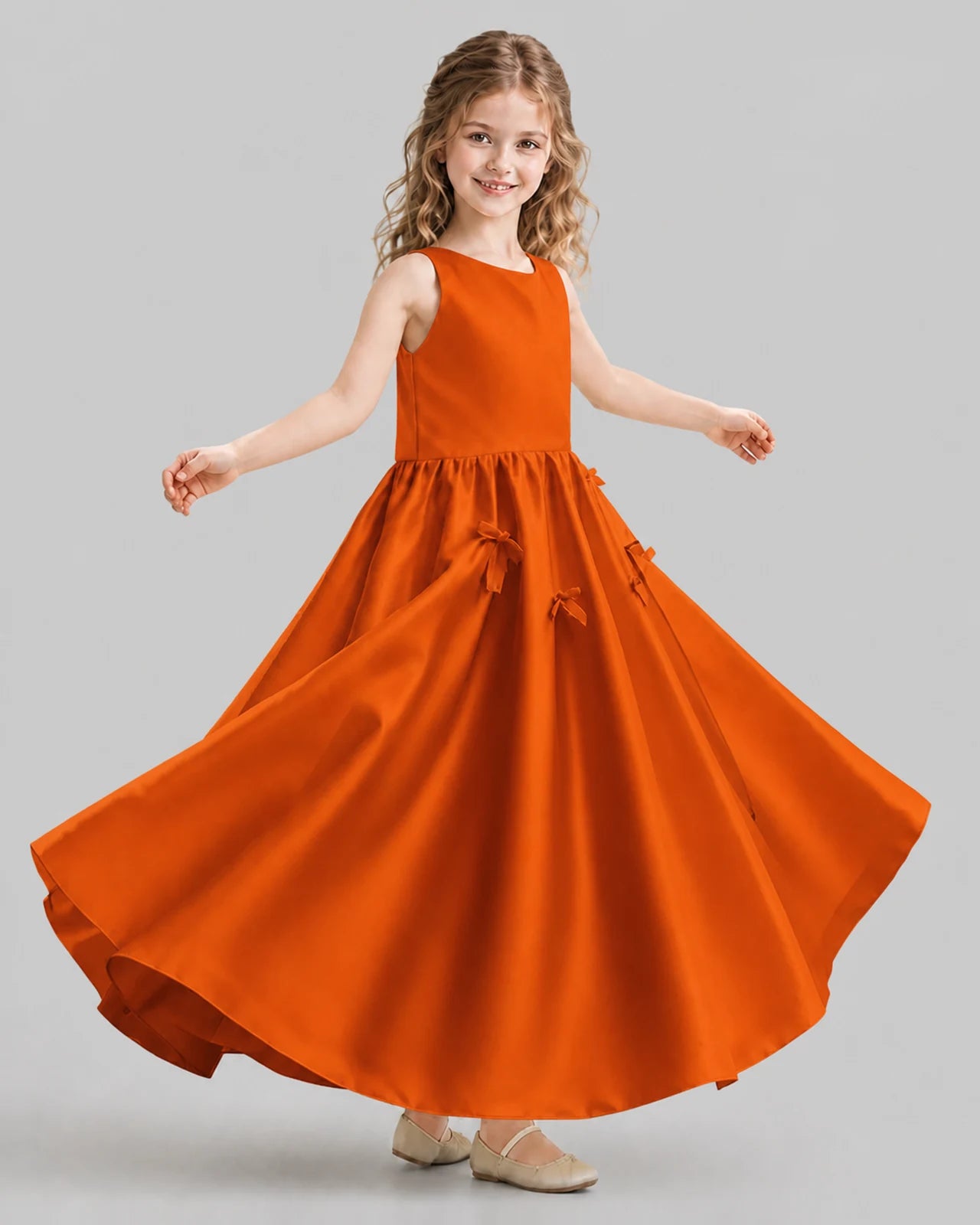 Burnt Orange A-line Girls Formal Dresses Front