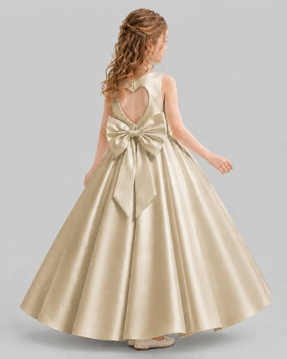 Champagne A-line Girls Formal Dresses Back