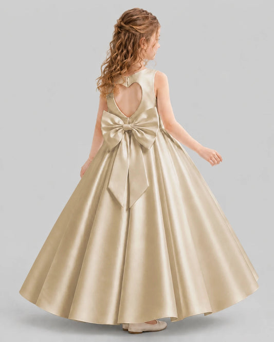 Champagne A-line Girls Formal Dresses Back