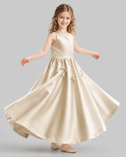 Champagne A-line Girls Formal Dresses Front