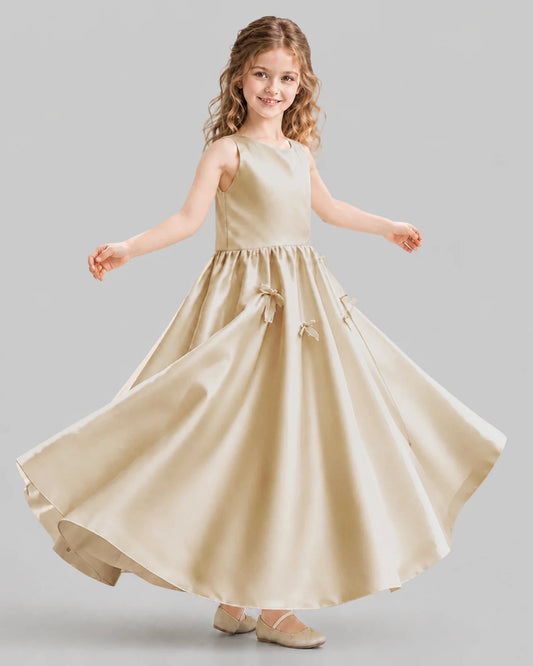 Champagne A-line Girls Formal Dresses Front