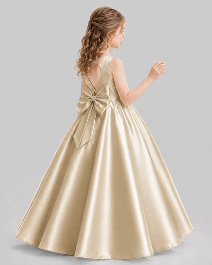 Champagne A-line Girls Formal Dresses Pose