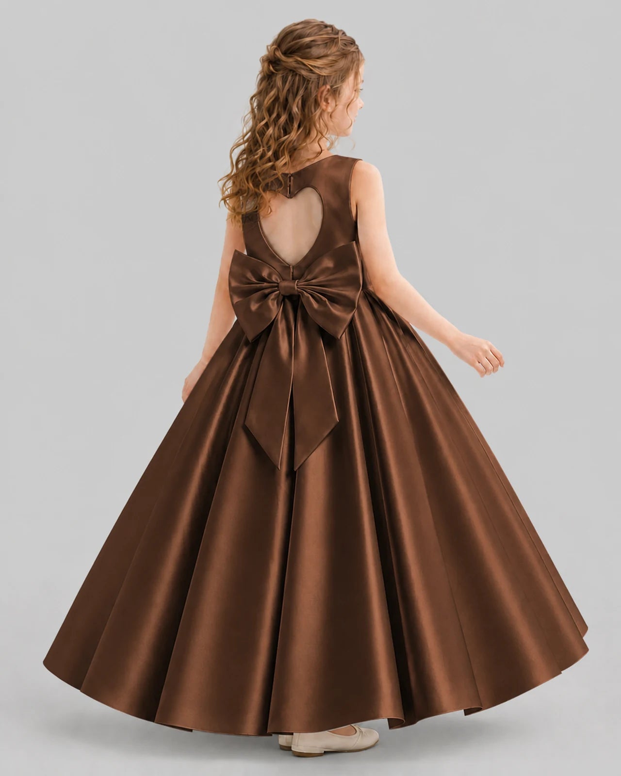 Chocolate A-line Girls Formal Dresses Back
