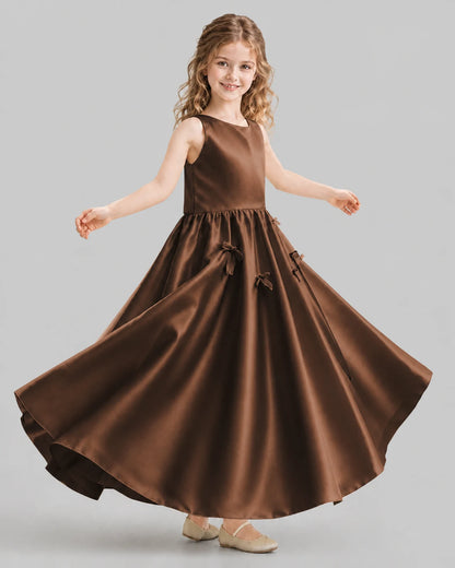 Chocolate A-line Girls Formal Dresses Front