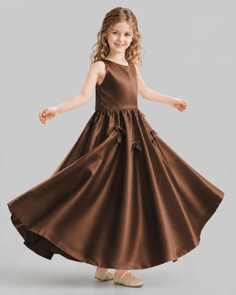 Chocolate A-line Girls Formal Dresses Front