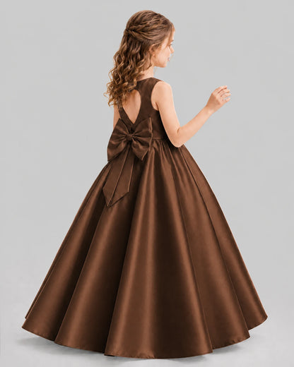 Chocolate A-line Girls Formal Dresses Pose