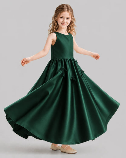 Dark Green A-line Girls Formal Dresses Front