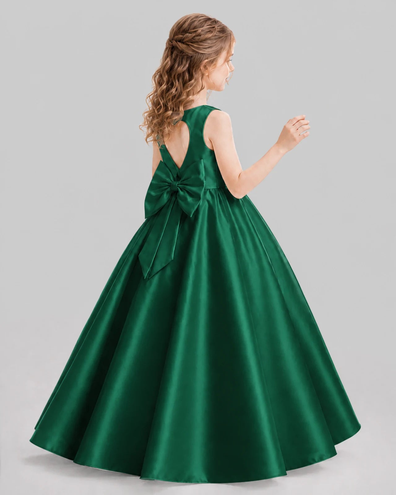 Dark Green A-line Girls Formal Dresses Pose