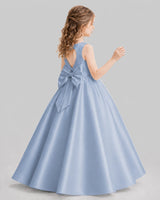 Dusty Blue A-line Girls Formal Dresses Pose