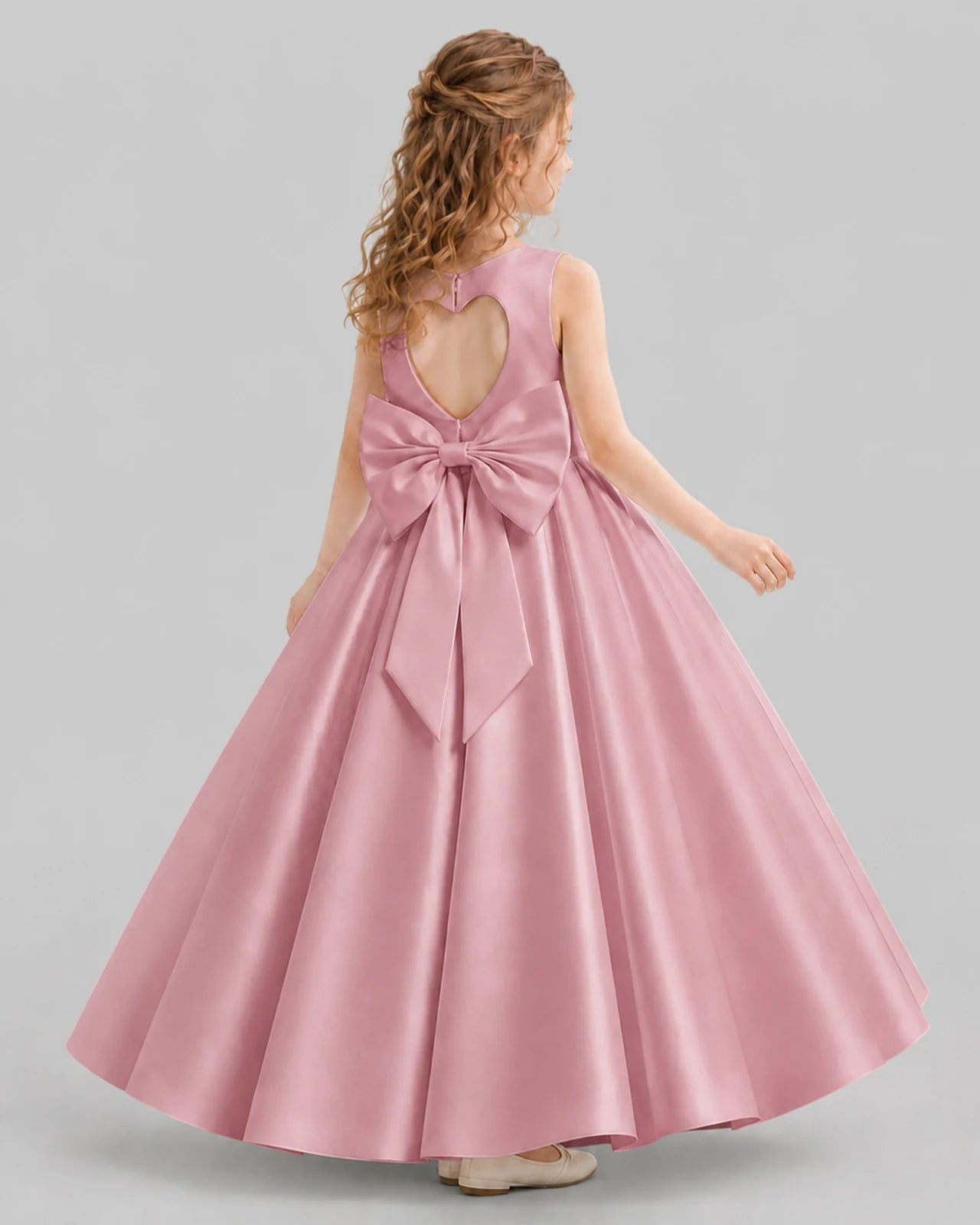 Dusty Rose A-line Girls Formal Dresses Back