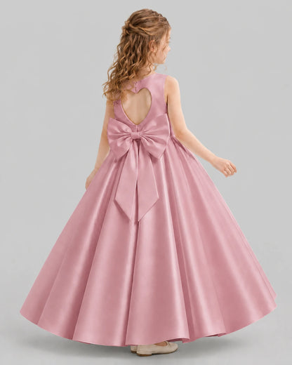 Dusty Rose A-line Girls Formal Dresses Back