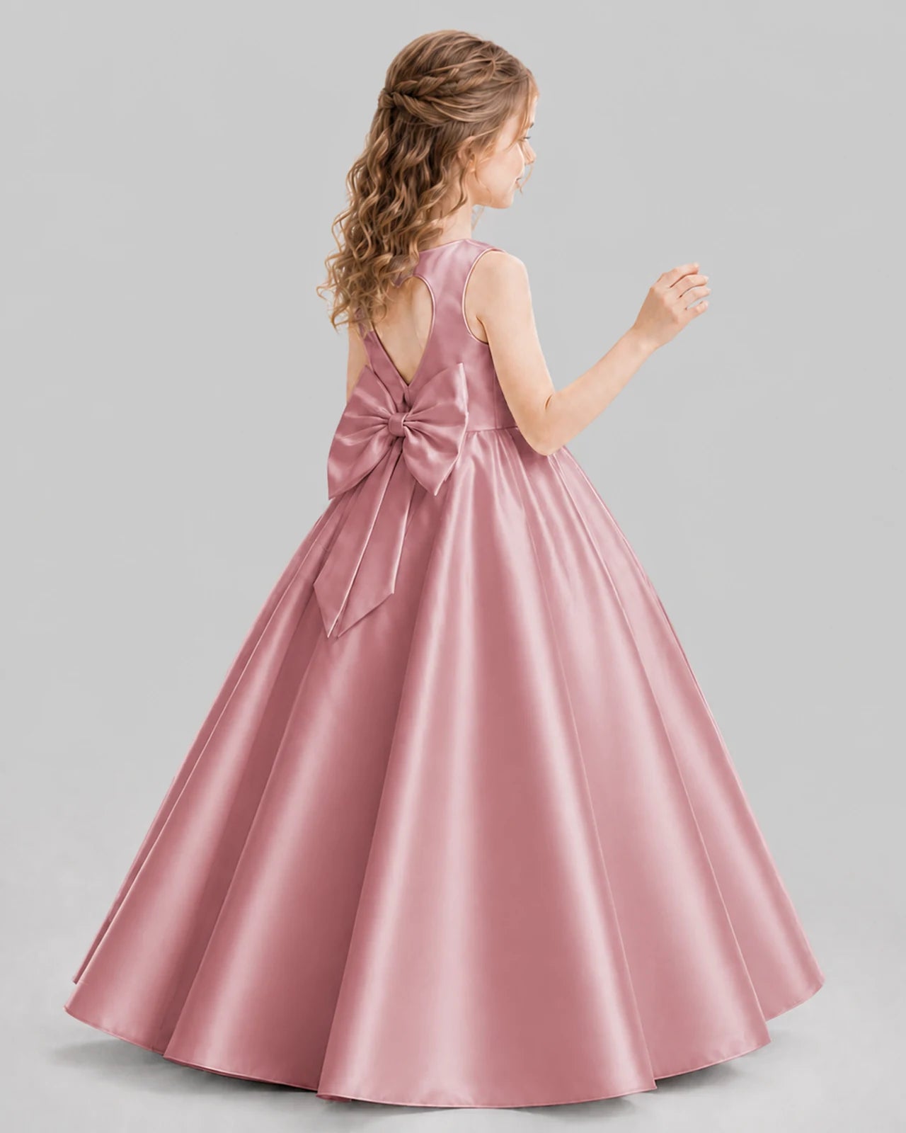 Dusty Rose A-line Girls Formal Dresses Pose