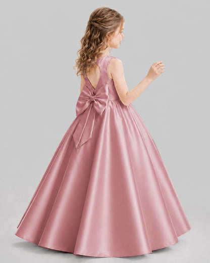 Dusty Rose A-line Girls Formal Dresses Pose