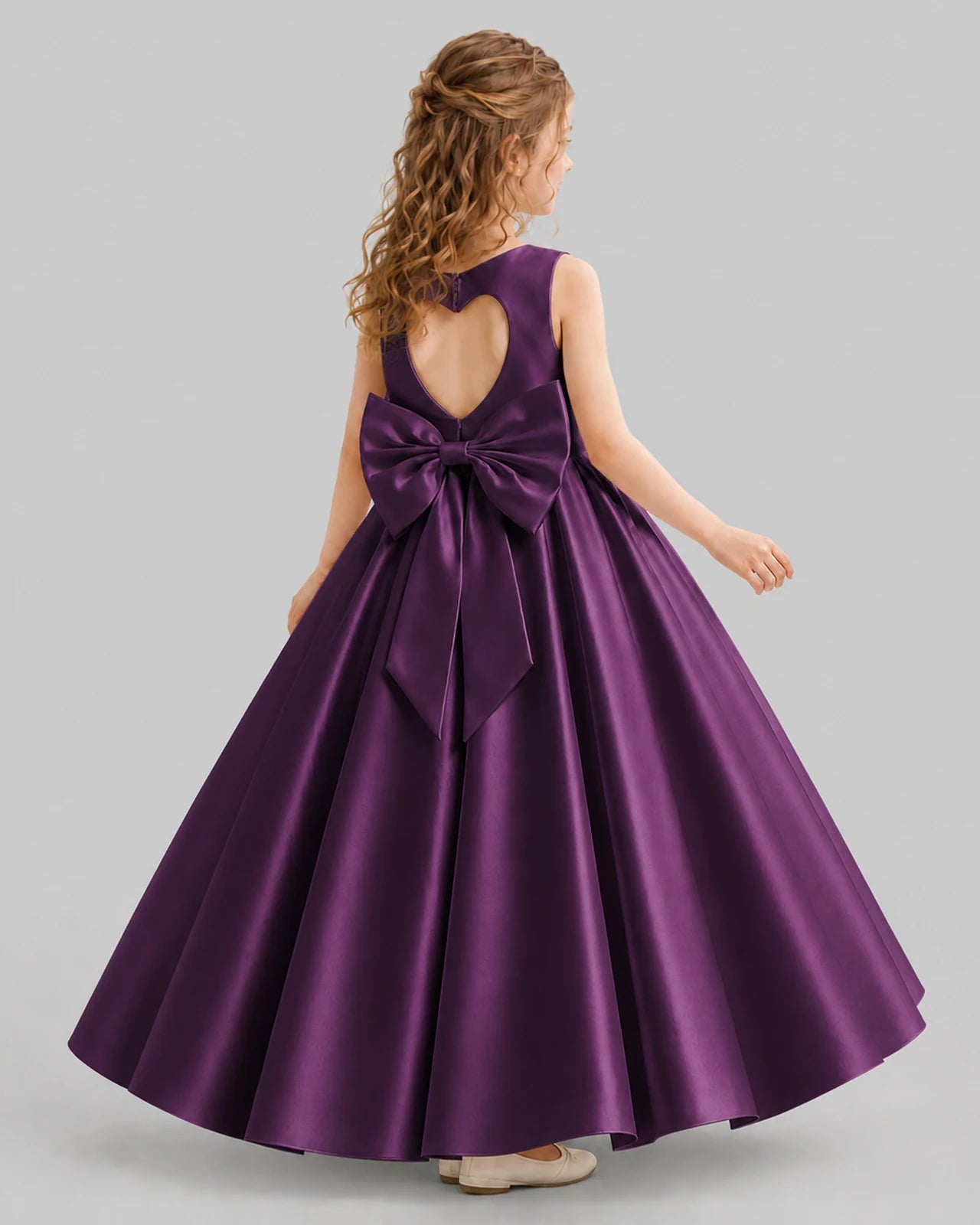 Grape A-line Girls Formal Dresses Back