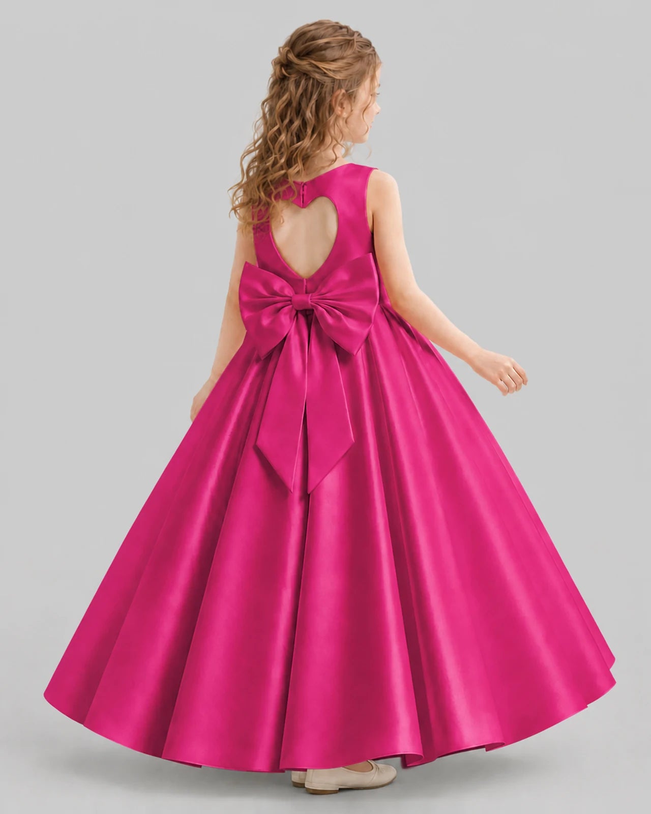 Hot Pink A-line Girls Formal Dresses Back