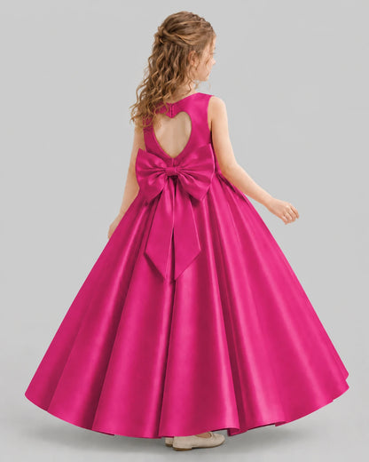 Hot Pink A-line Girls Formal Dresses Back