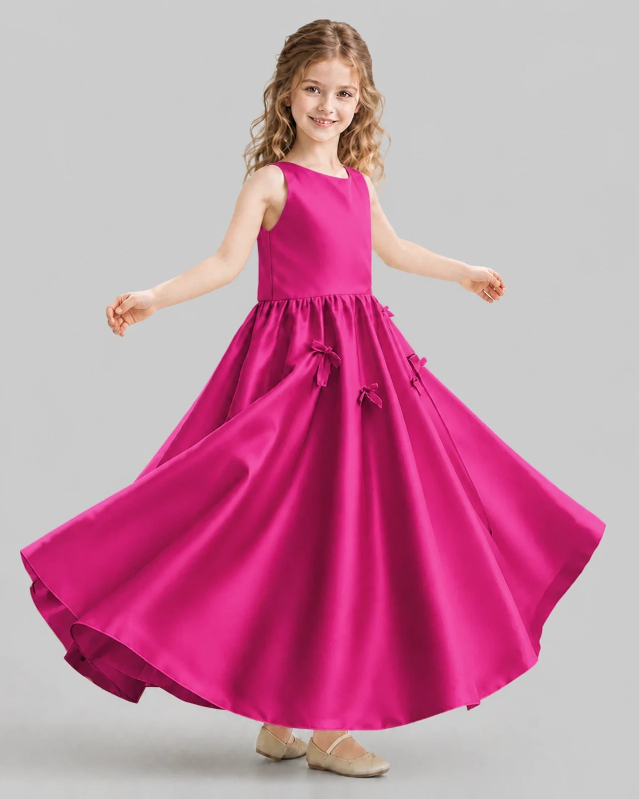 Hot Pink A-line Girls Formal Dresses Front