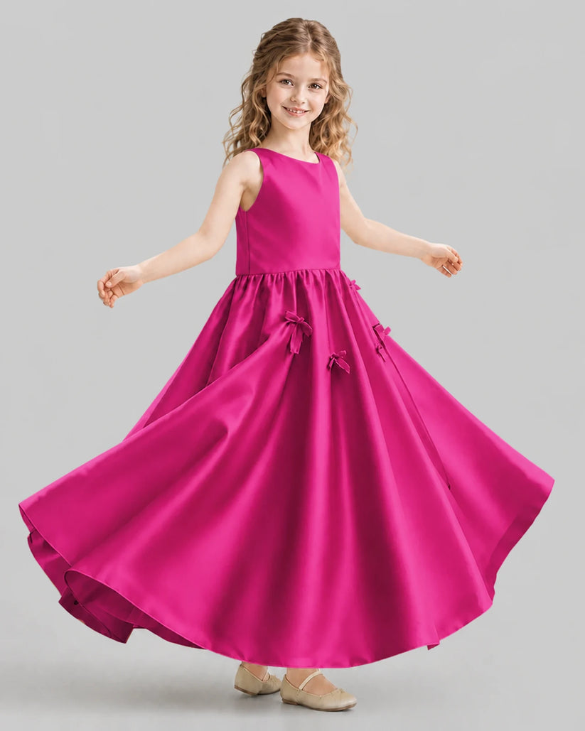 Hot Pink A-line Girls Formal Dresses Front