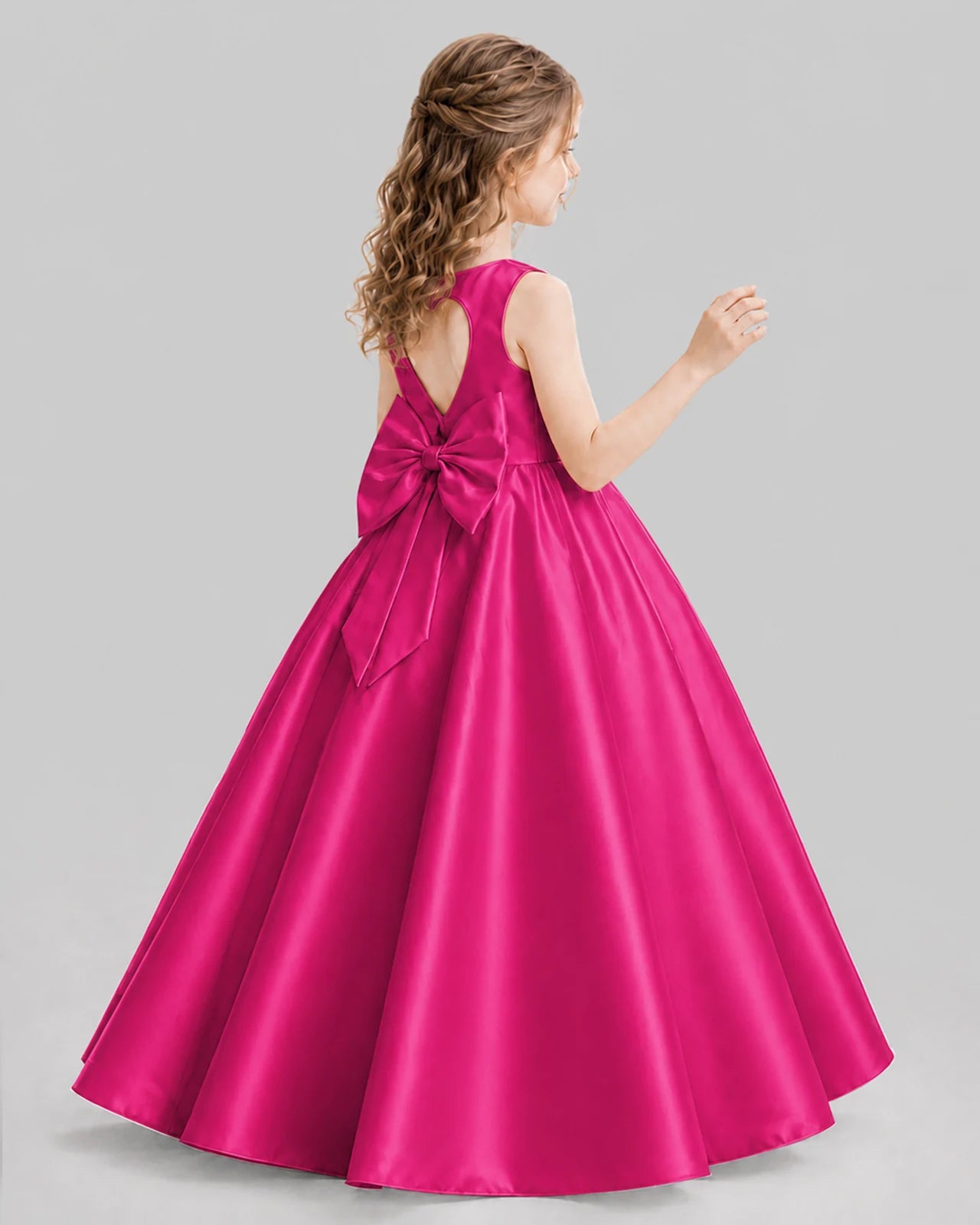 Hot Pink A-line Girls Formal Dresses Pose