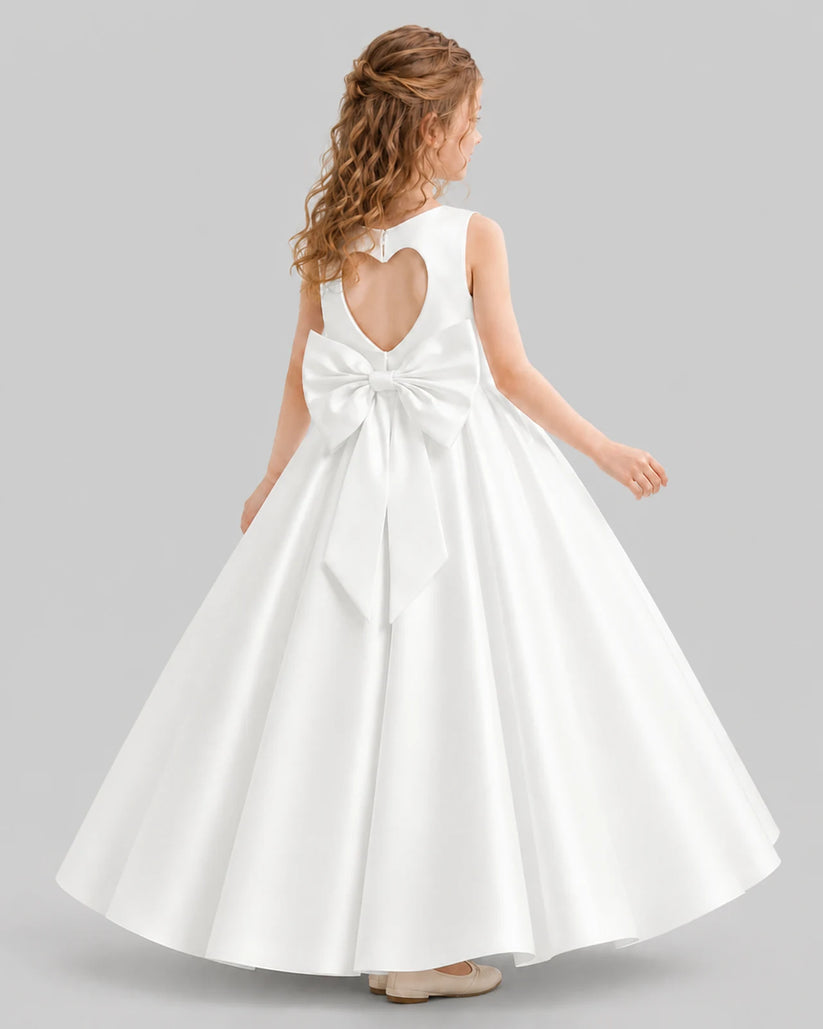 Ivory A-line Girls Formal Dresses Back