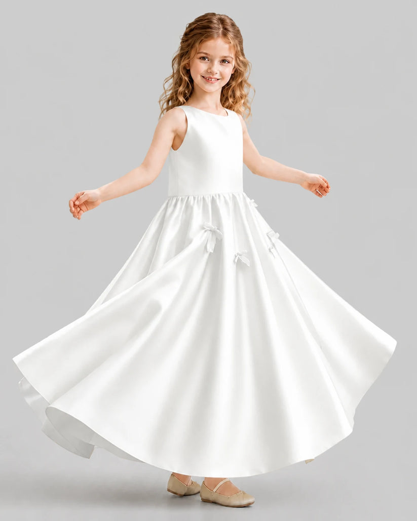 Ivory A-line Girls Formal Dresses Front