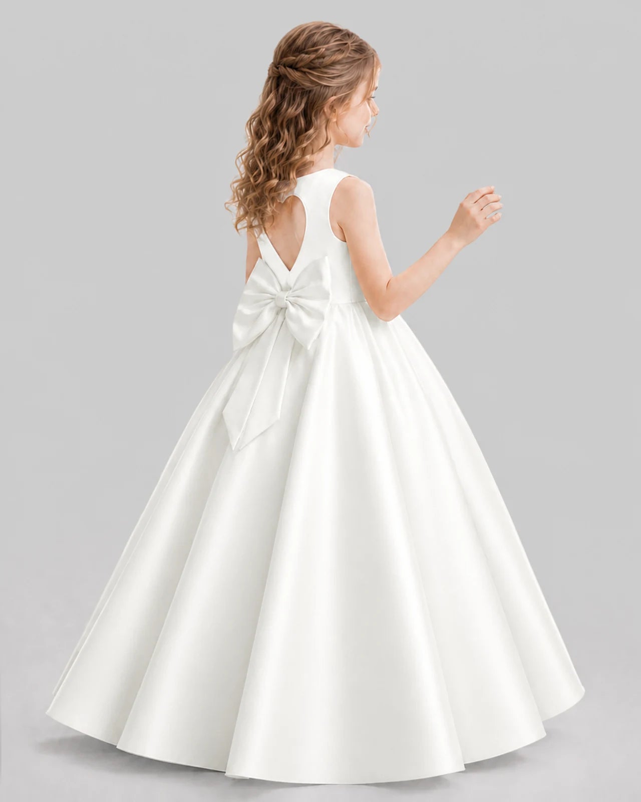 Ivory A-line Girls Formal Dresses Pose