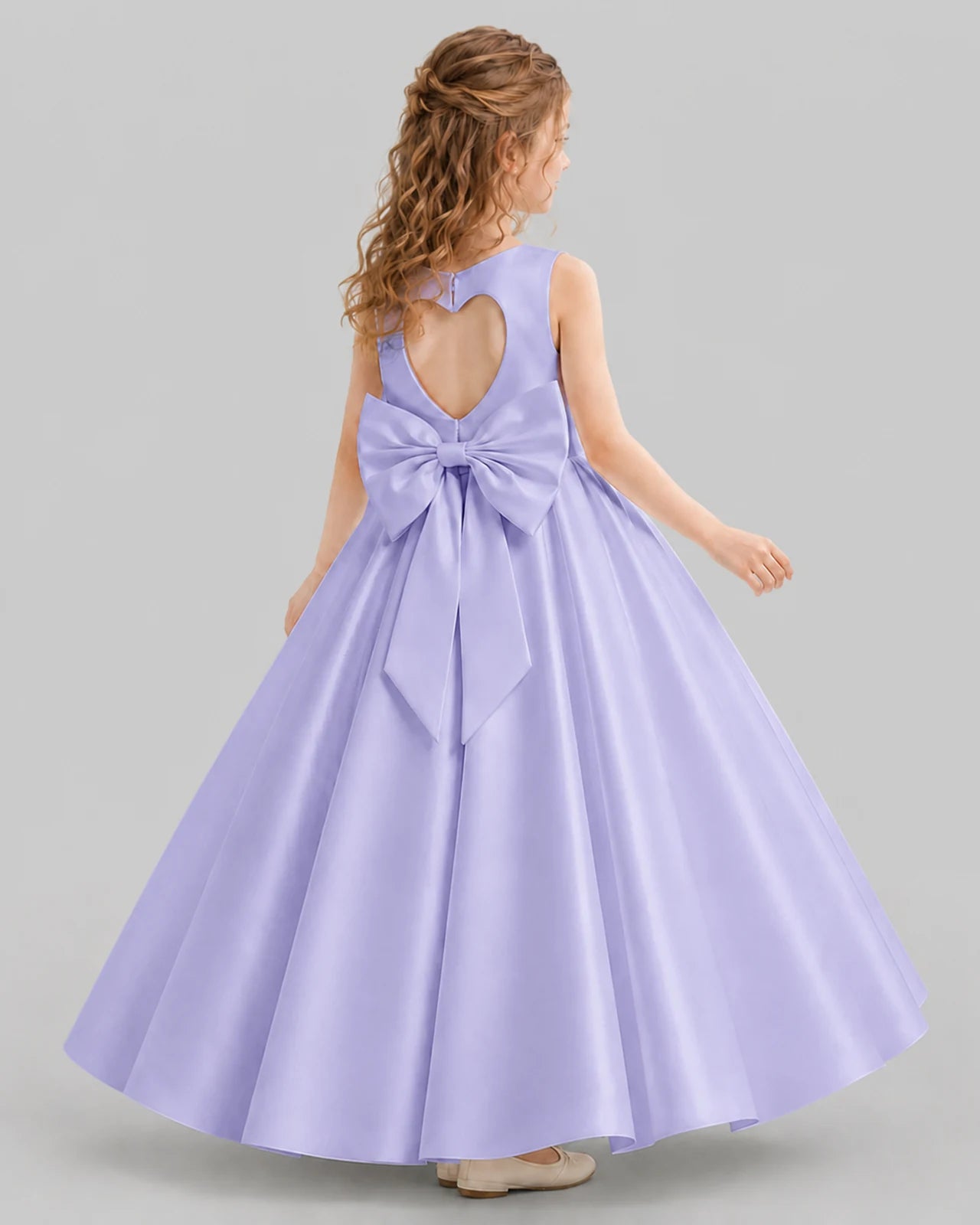 Lavender A-line Girls Formal Dresses Back