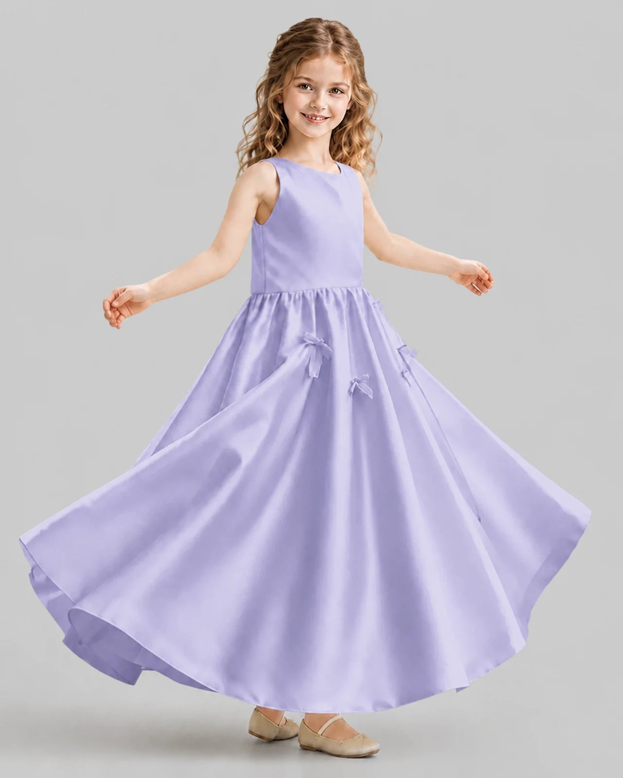 Lavender A-line Girls Formal Dresses Front