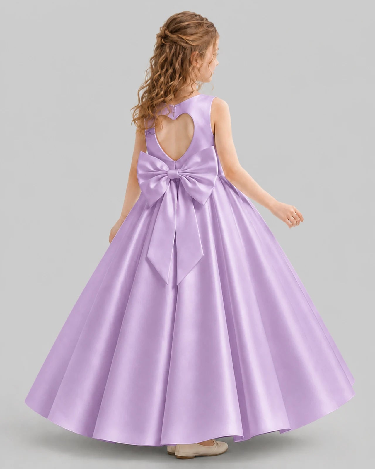 Lilac A-line Girls Formal Dresses Back