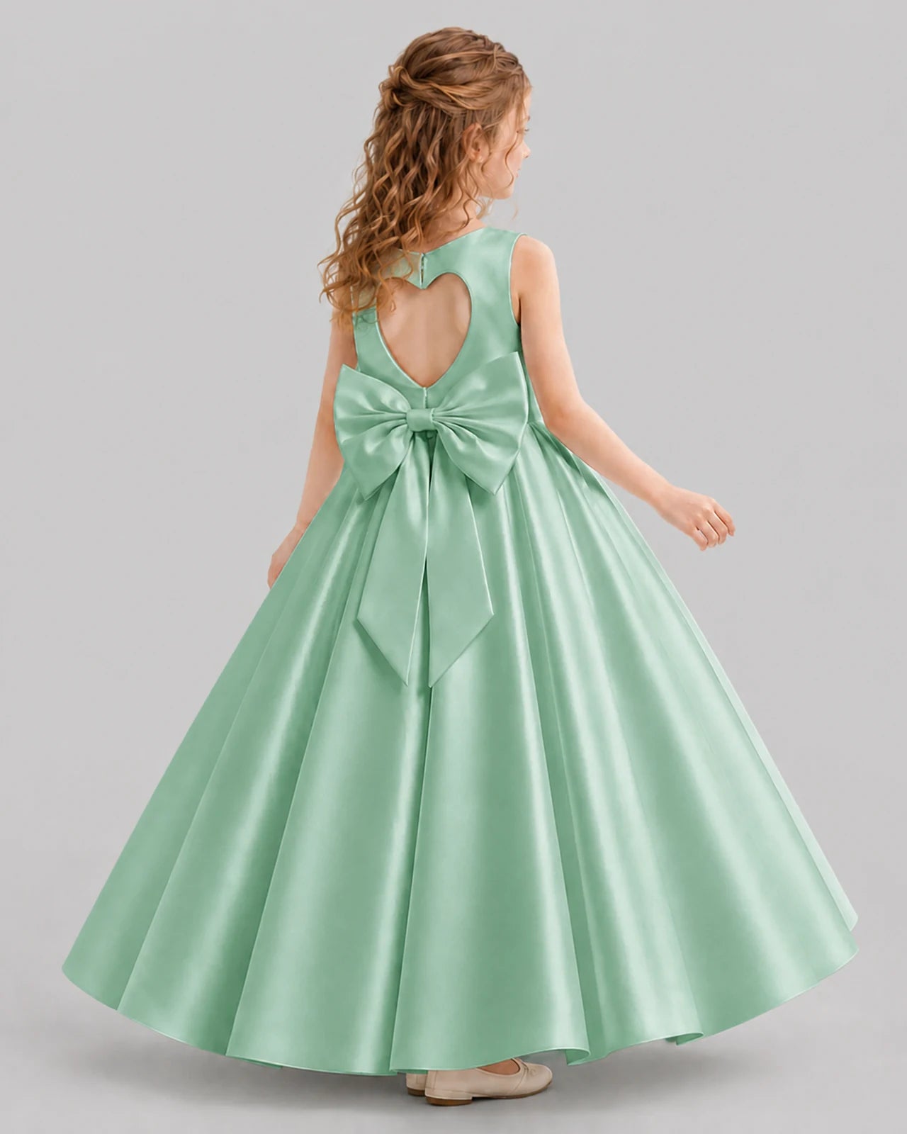 Mint Green A-line Girls Formal Dresses Back