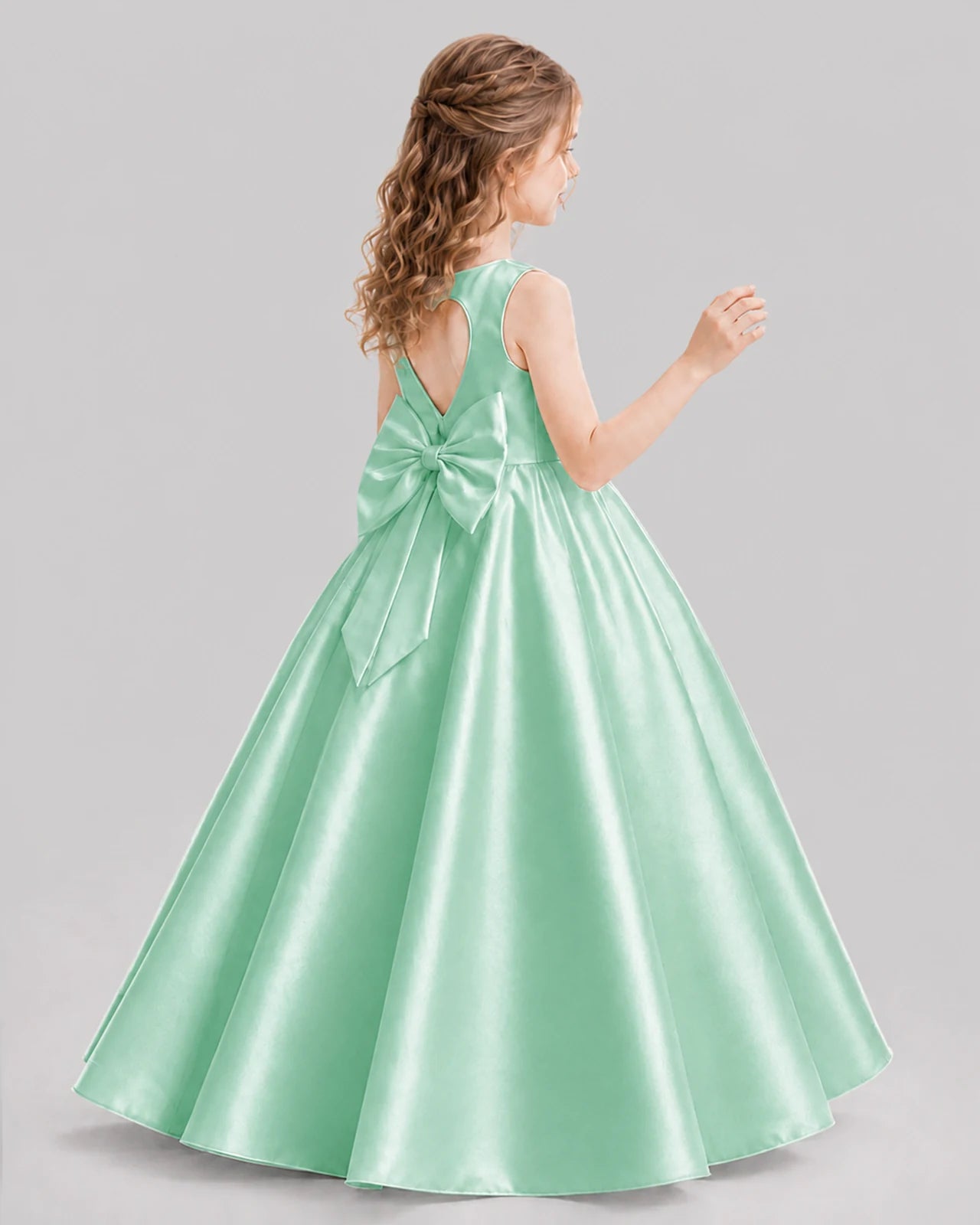 Mint Green A-line Girls Formal Dresses Pose